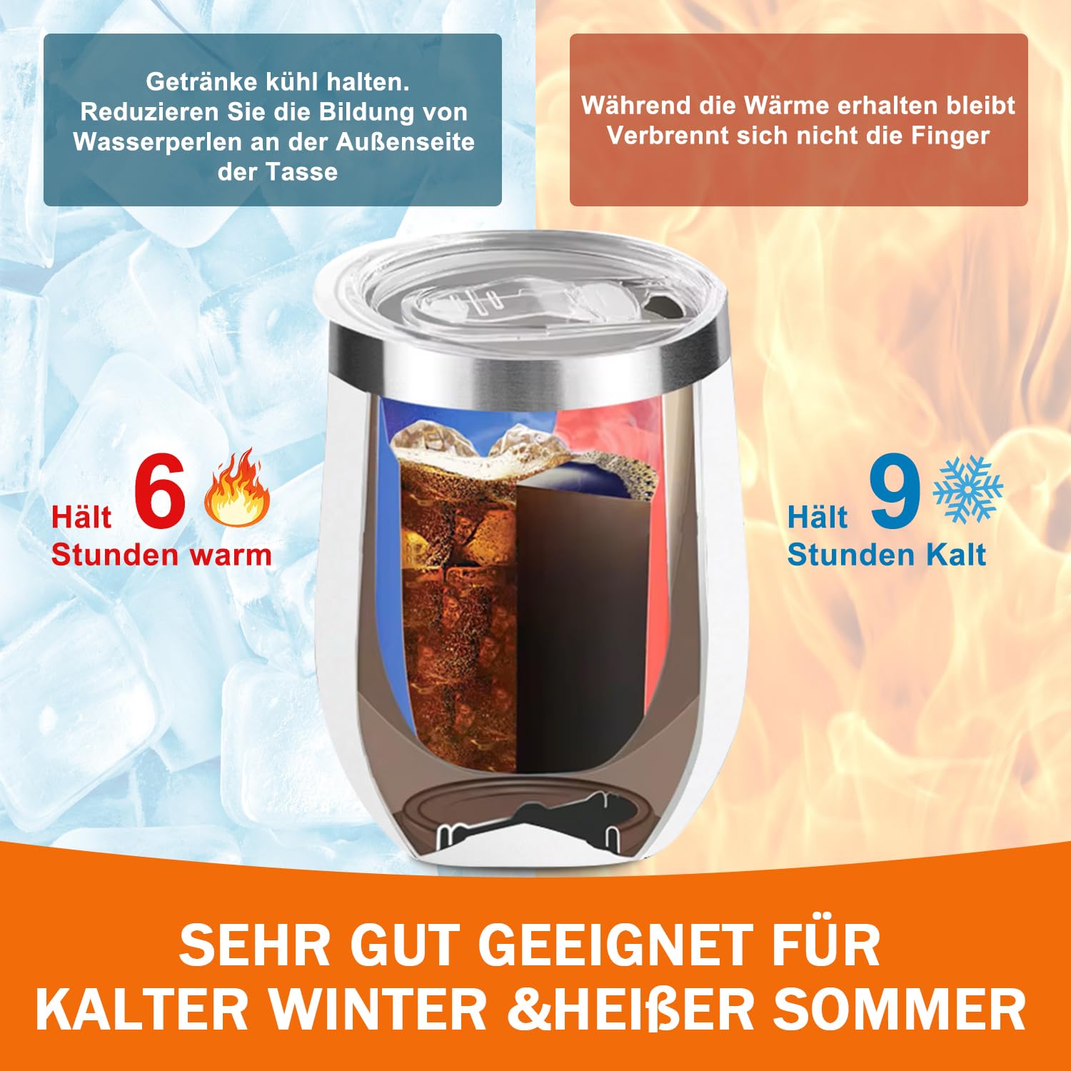 Aperol kubek do wina, stal nierdzewna, 350 ml, owalny, wielokrotnego użytku, podwójne ścianki z izolacją próżniową, dla miłośników aperilu, na imprezę, do baru, kuchni, podróży, prezent dla