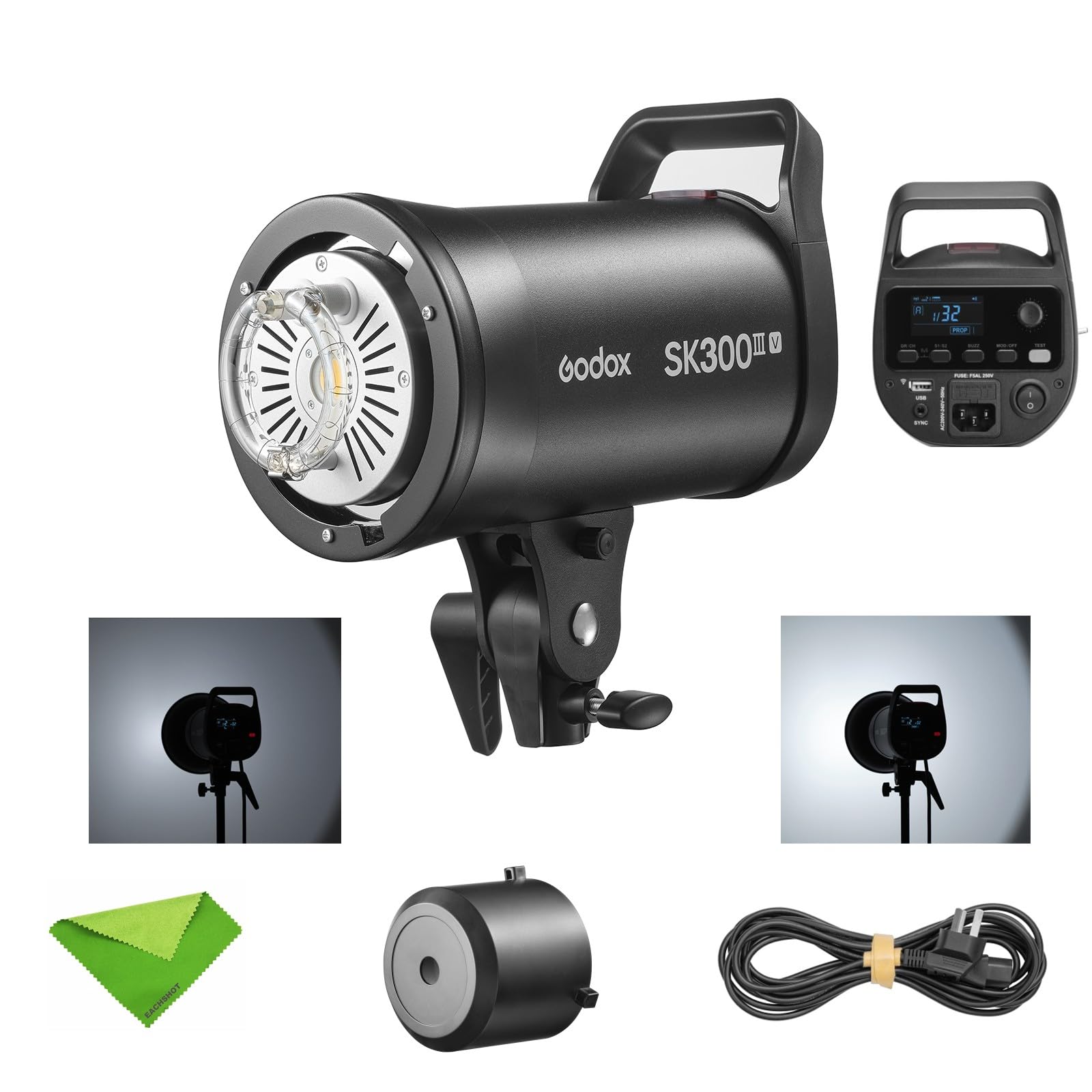Godox SK300III-V SK300IIIV 300Ws Photo Studio Strobe Flash Monolight Light, GN58, 10W LED Modeling Lamp, 2.4G Wireless, Bowens Mount Photography Flashes for Studio, Shooting, Location, Portrait