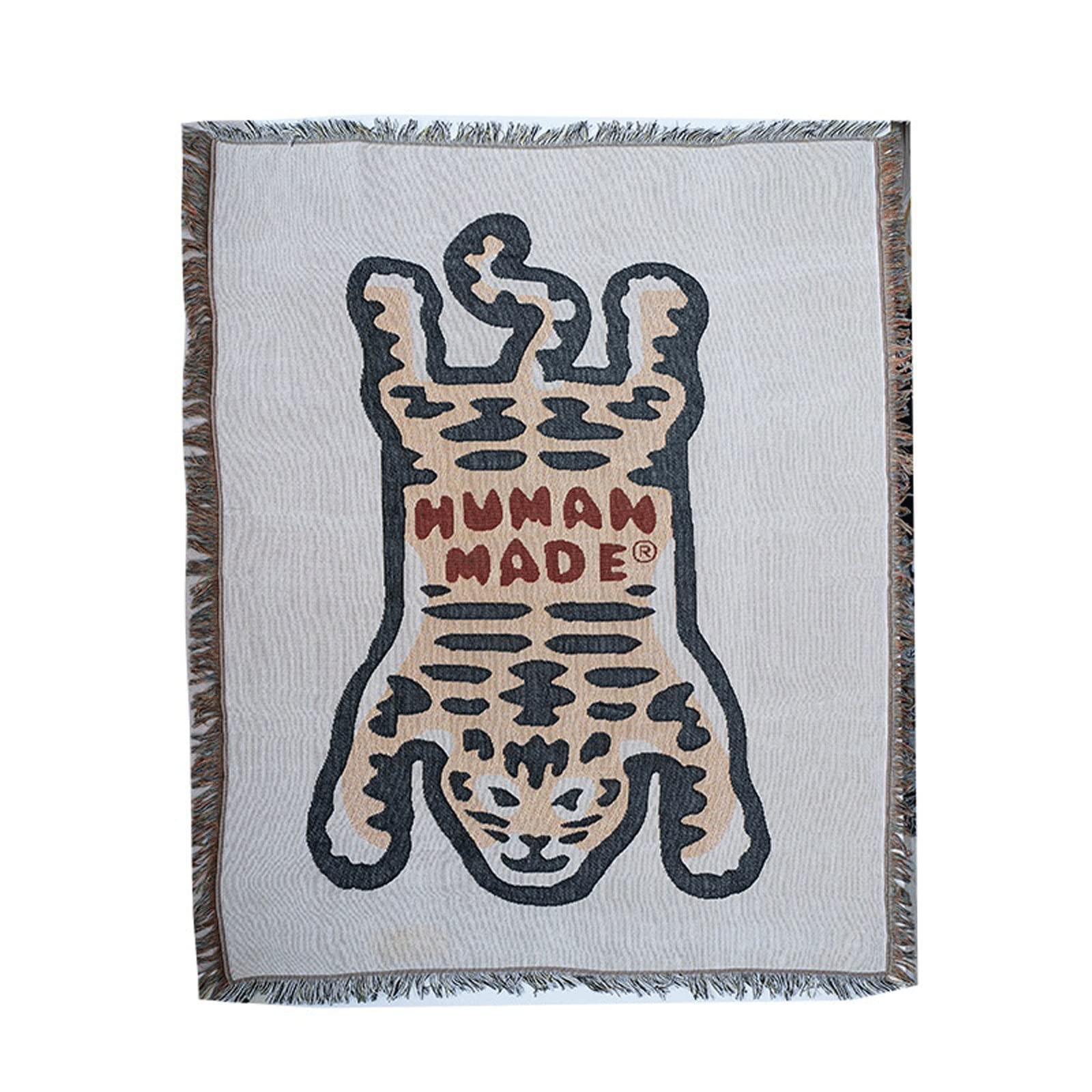 INGVYBlanket， Textile Human Made Sofa Blanket Thick Outdoor Camping Mat Tiger Pattern Home Decorate Tapestry Nap Blanket