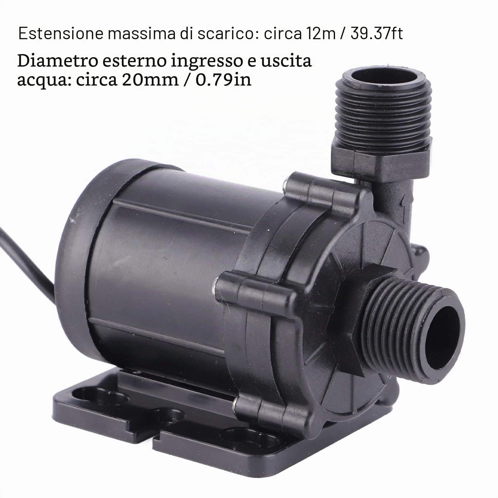 Pompa Booster Autoadescante a Membrana 12V 30W, 13L/min, Corpo in ABS, Motore in Rame, con Ventose, 12m di Sollevamento