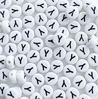 Vista 40 de 100 cuentas de letras blancas redondas de acrílico del alfabeto, cuentas de la letra L, para hacer joyas, pulseras, collares, llaveros, bricolaje