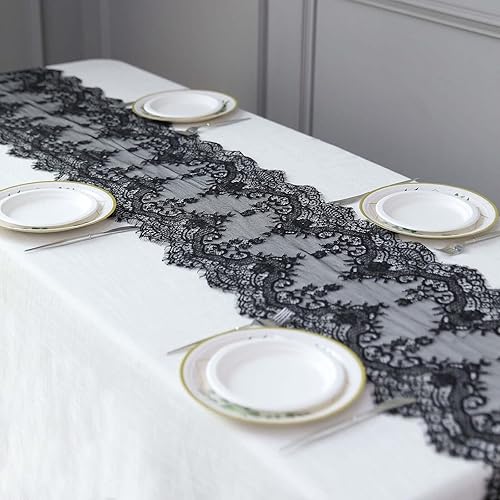 Efavormart - Camino de mesa de encaje de 15 x 117 pulgadas, color marfil, vintage, elegante, rústico, decoración con bordes festoneados