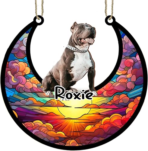 Vista 372 de LOVELYPOD Adorno de Navidad personalizado de perro pastor alemán, atrapasoles conmemorativo, adorno de Navidad de pastor alemán con nombre, pérdida