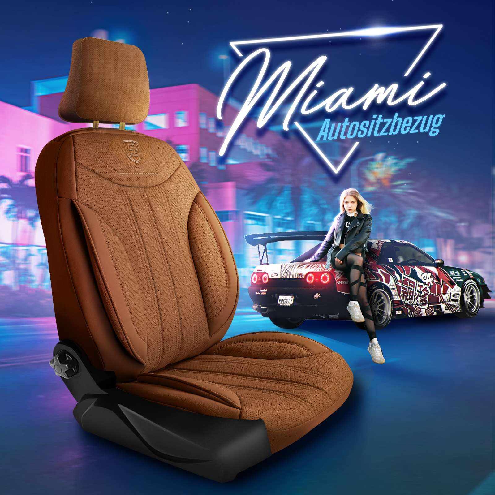 Fundas de asiento universales para coche y SUV – Funda de asiento delantera premium de cuero, terracota, compatible con bolsa de aire, funda protectora para coche, juego completo incl