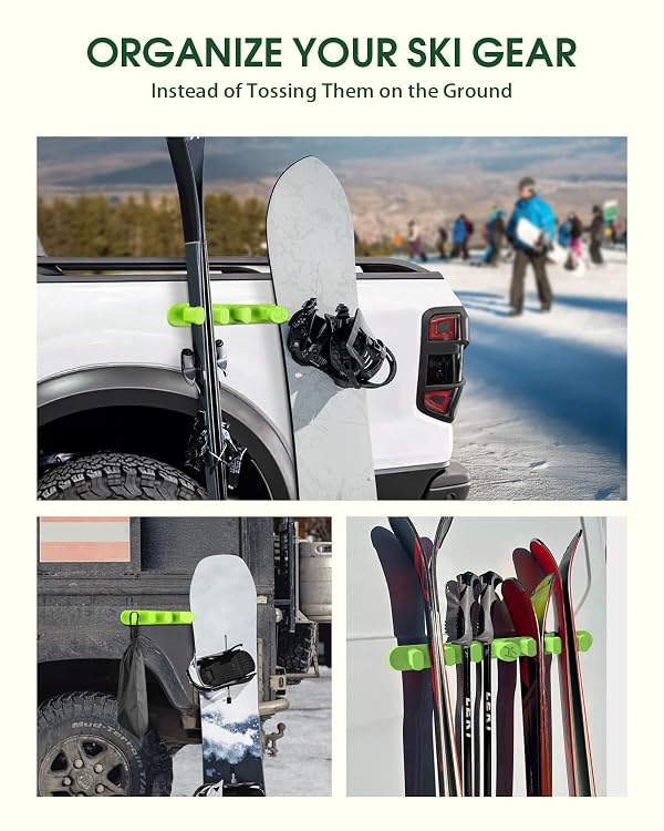 Magnetic Ski Holder for Side of Car – Rig Strips Magnetic Snowboard Mount – Prevent Ski and Snowboard from Tipping Over – Protects Vehicle from Scratches - Snowboard Accessories (Green) by JISHAHS - Image 8