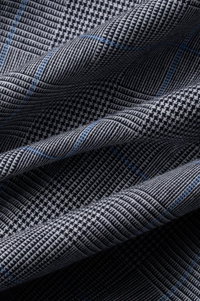 Mens Check Slim Fit Suit Formal Wedding Business 3 Piece Gray Set2