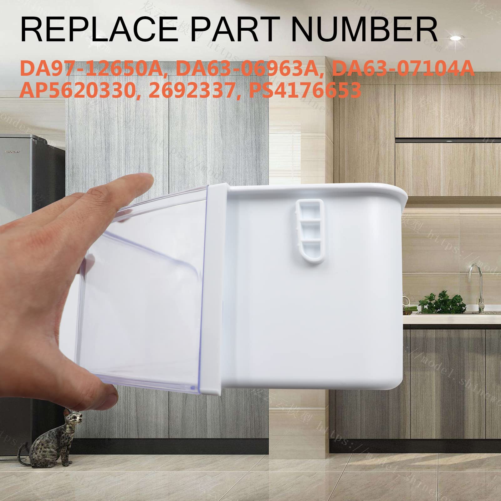 DA97-12650A, DA63-06963A, DA63-07104A, AP5620330 Door Shelf Bin Basket (Right Side) Compatible with Samsung RF26HFPNBSR, RF260BEAESR, RF261BEAESR, RF263BEAESR Refrigerator Replaces PS4176653, 2692337