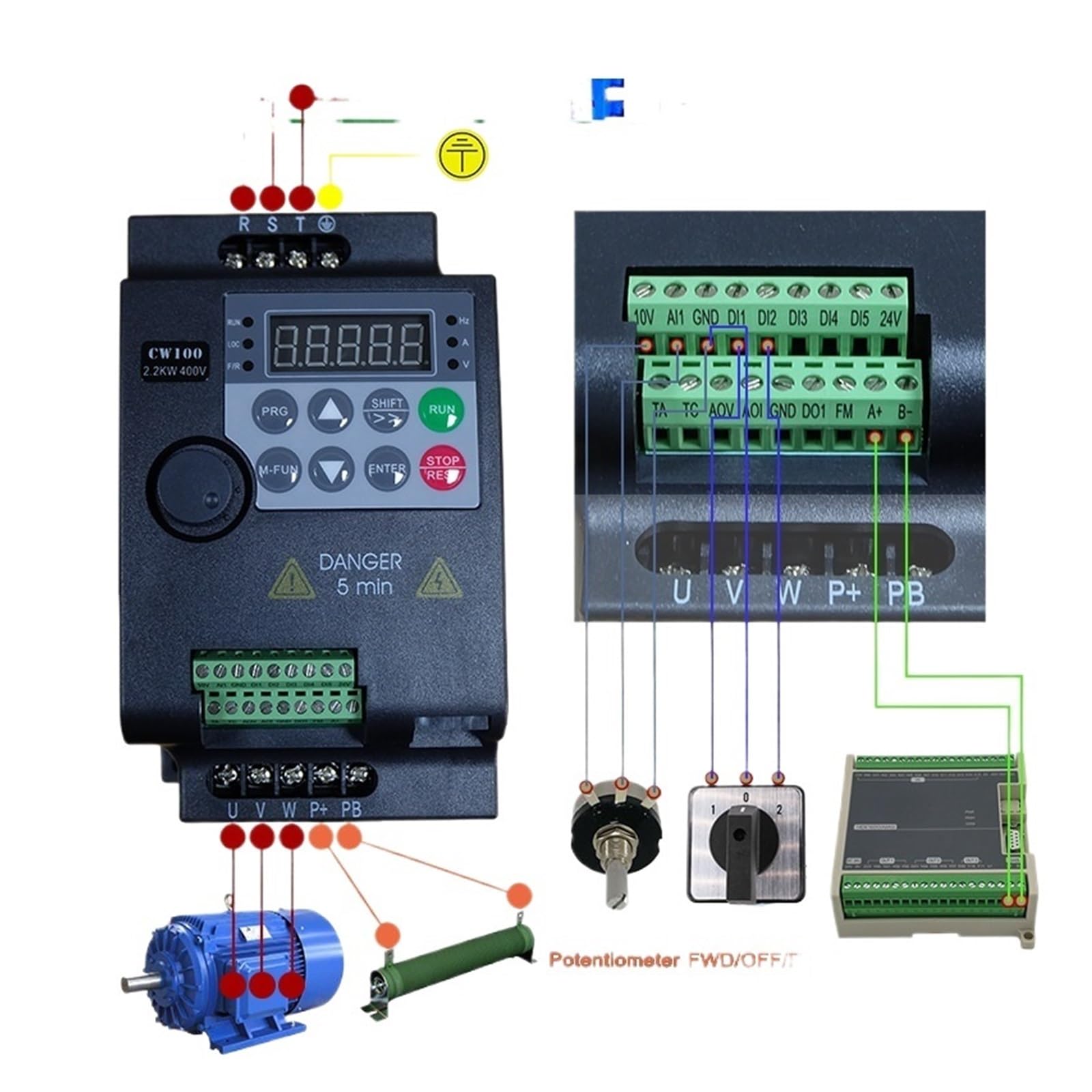 Przetwornica częstotliwości 0,75 kW/1,5 kW/2,2 kW/3,7 kW/5,5 kW 1/2/3/5/7,5 KM 380 V Przetwornica częstotliwości VFD Przetwornica prędkości silnika Sterowanie wektorowe(7.5HP 5.5KW)