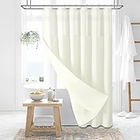 Vista 58 de Dynamene Cortina de Ducha Larga de Tela Blanca - Cortinas de Ducha de Tela de Nido de Abeja Texturizadas y Resistente para Baño, 256GSM Juego Grande