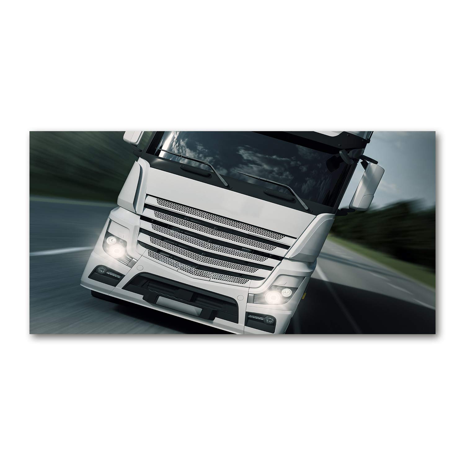 Impression sur verre 120x60 cm d'un camion blanc panoramique Tulup