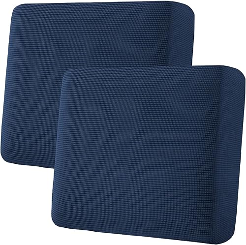 H.VERSAILTEX Fundas de cojín de asiento individuales superelásticas 2 fundas de cojín de sofá grandes, color azul marino, juego de tela de sarga