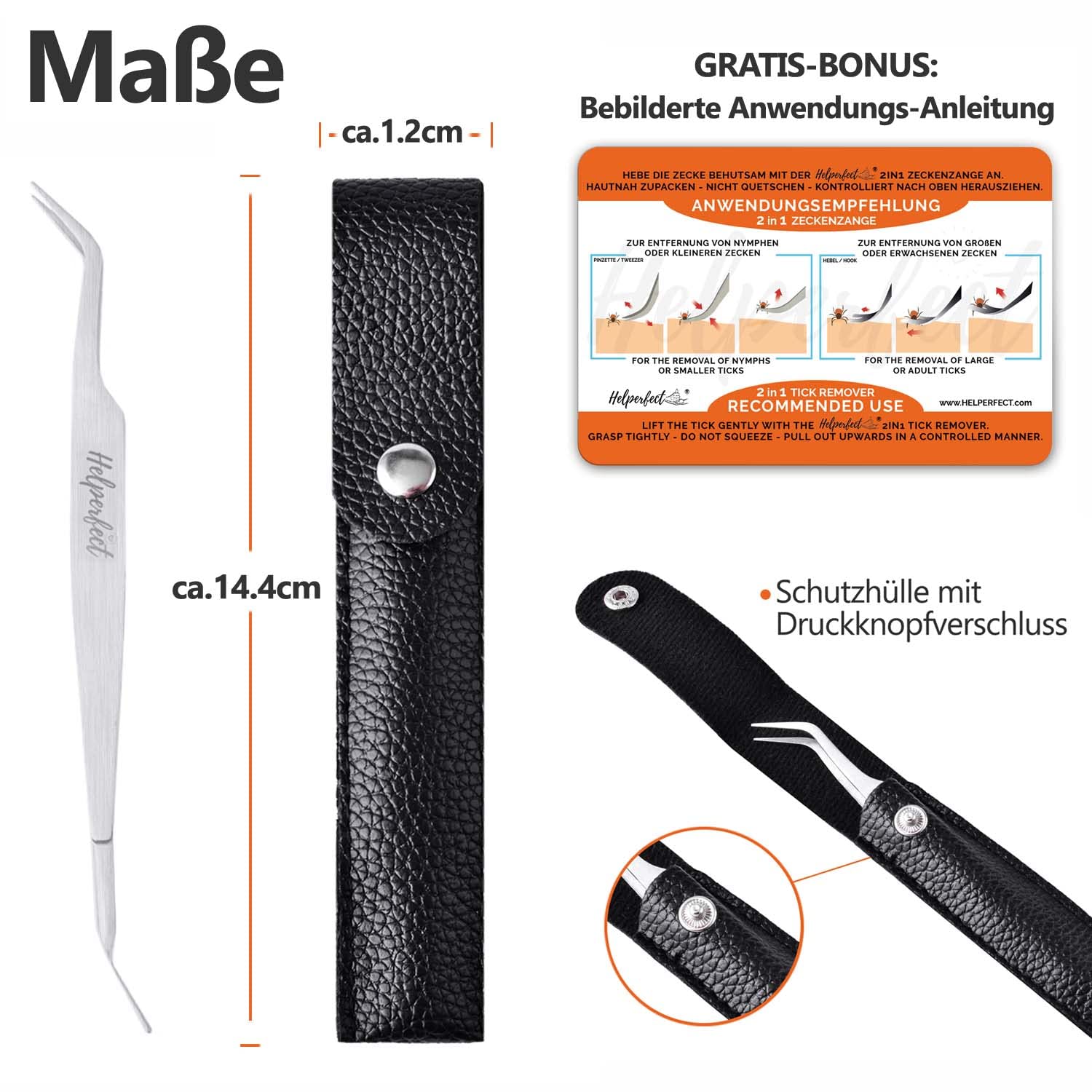 ZECKENPINZETTE ZECKENZANGE EDELSTAHL Zeckenentferner Zecken Pinzette Zeckenhaken 361027140677
