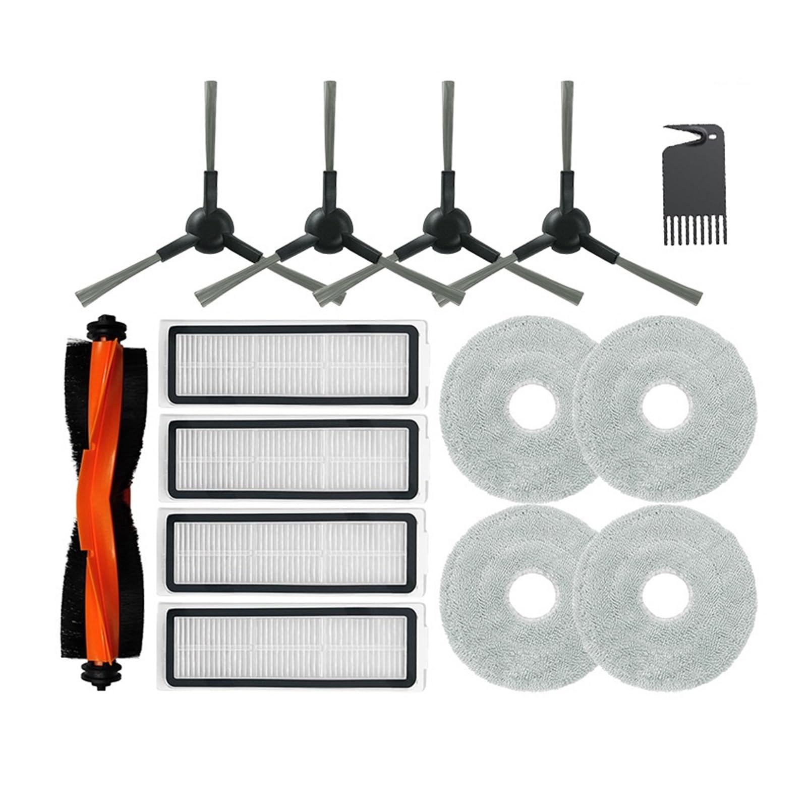 Kompatybilny z Xiaomi M30 D102 Części zamienne do odkurzacza Główna szczotka boczna Podkładka na mop Worki na kurz Tkaniny Filtr Hepa(Set-6)