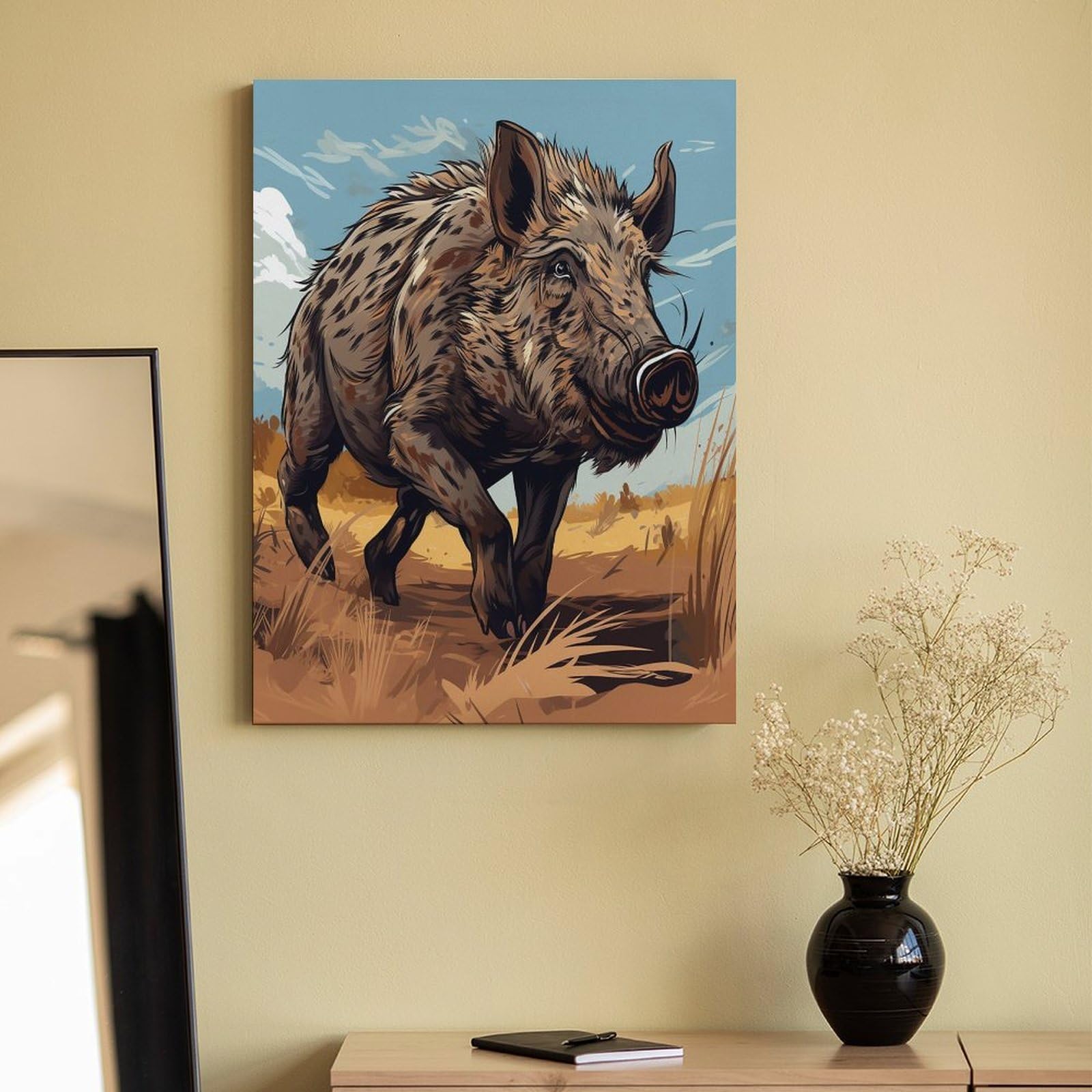 LPAGBCNU Malen-nach-Zahlen-Set mit Cartoon-Wildschwein-Motiv für Erwachsene, Anfänger, Erwachsene, Malen nach Zahlen, Kits auf Leinwand, DIY-Acrylölfarben, Malerei mit Pinseln für Geschenk
