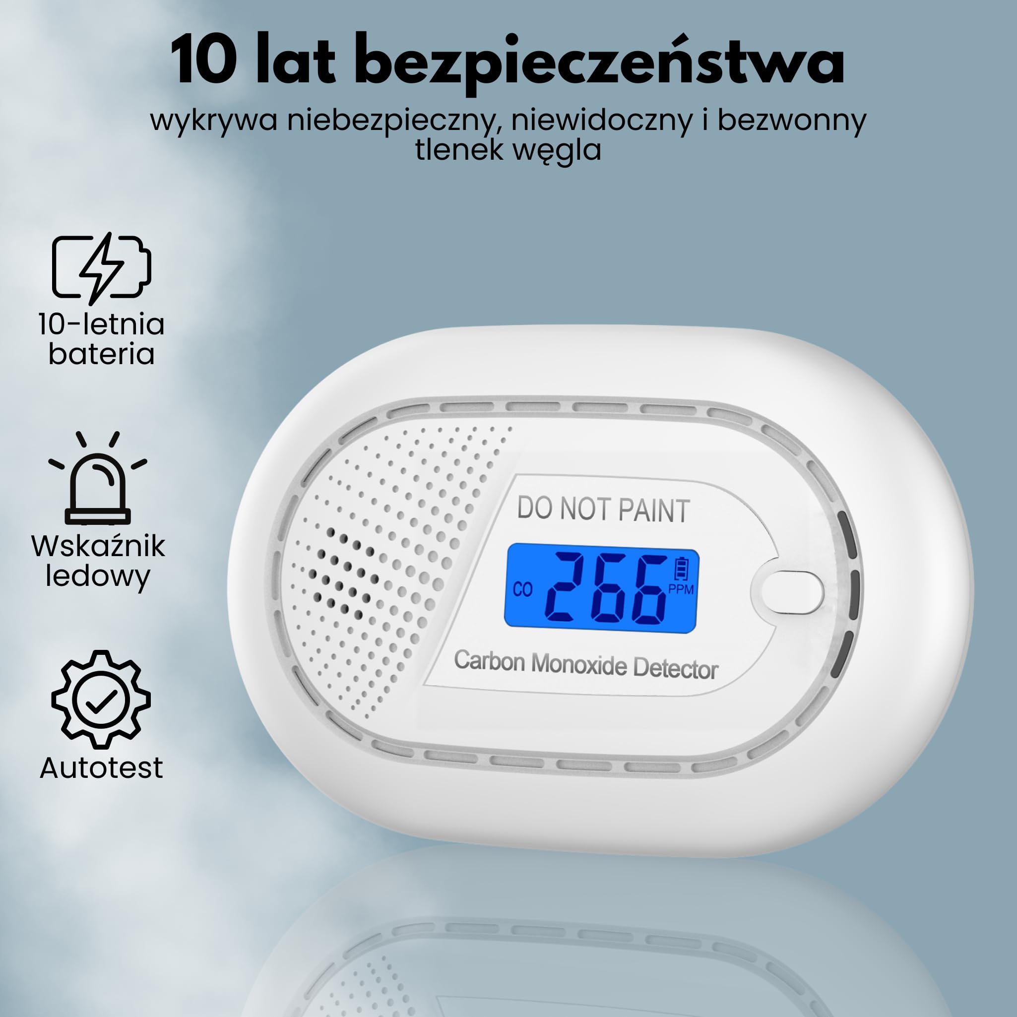 Inteligentny alarm tlenku węgla WiFi z 10-letnią baterią - detektor CO z aplikacją Tuya & Smartlife