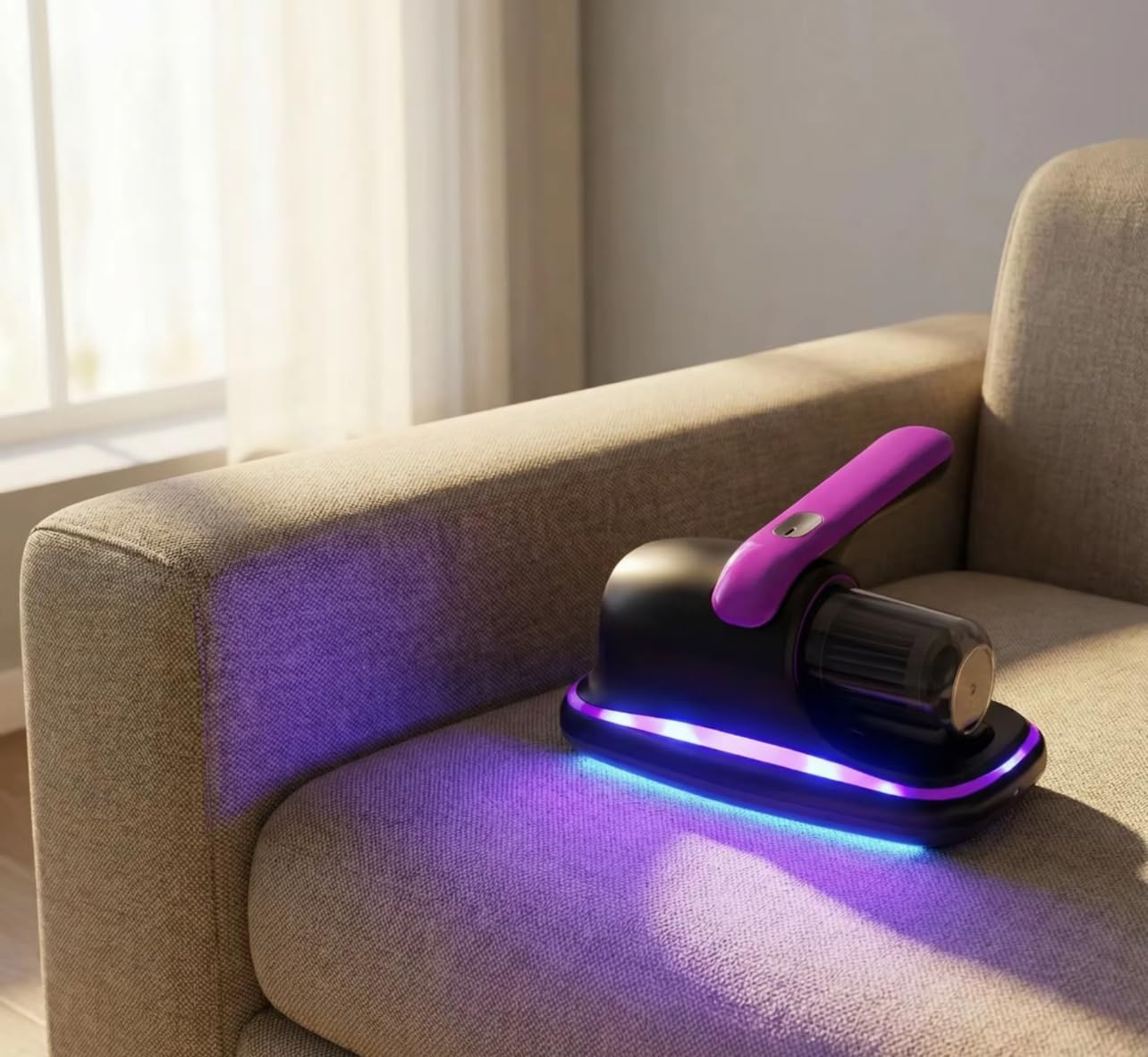 Generico Aspirapolvere Anti Acari UV-C per Materassi e Divani – Aspiratore Antiacaro con Luce UV, Vibrazione Battente e Aspirazione Potente – Pulizia Profonda per Letti, Tappeti e Tessuti