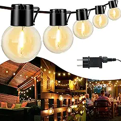 Varal de Luzes LED Natal Led 50m, 50 Lâmpadas, Externo IP45, à Prova d'Água, 8 Modos de Iluminação, Luz Amarela (110-220 Volts)