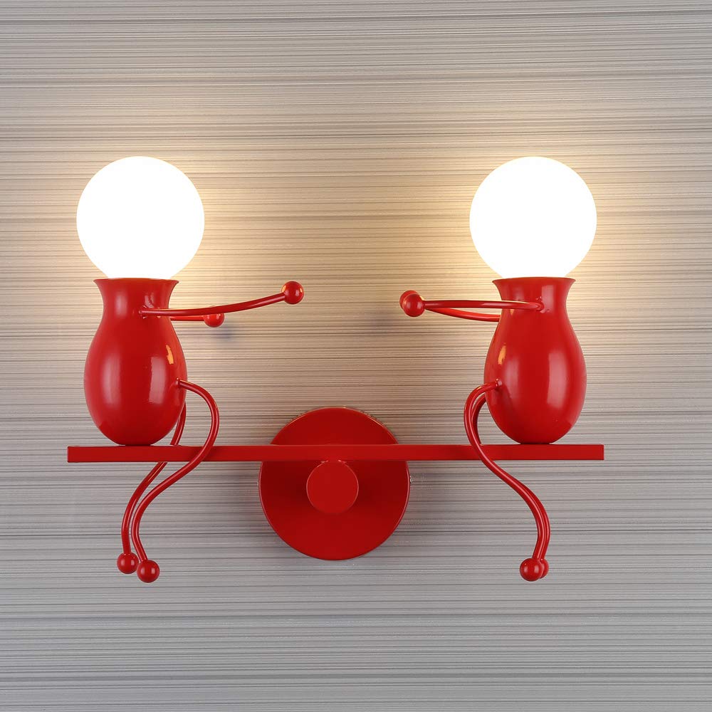 Creativo Applique da Parete Moderna Lampada da Parete Semplice Lampada a Muro Applique Candelabro Art Deco Max 60W E27 per Camera da letto, Scala, Corridoio, Ristorante (rosso)