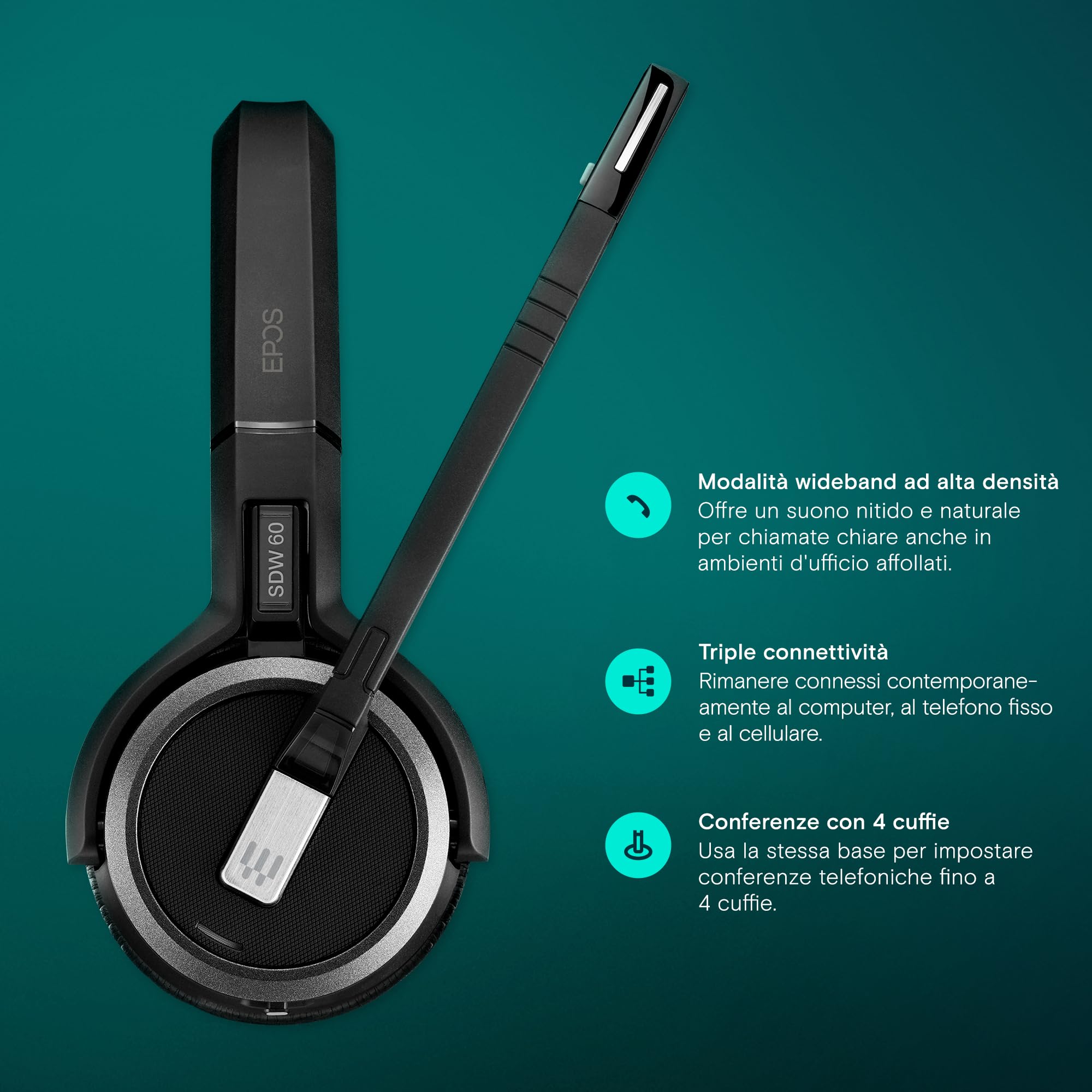 Sennheiser EPOS Impact SDW 60 HS - Auriculares de Diadema para SDW 5000