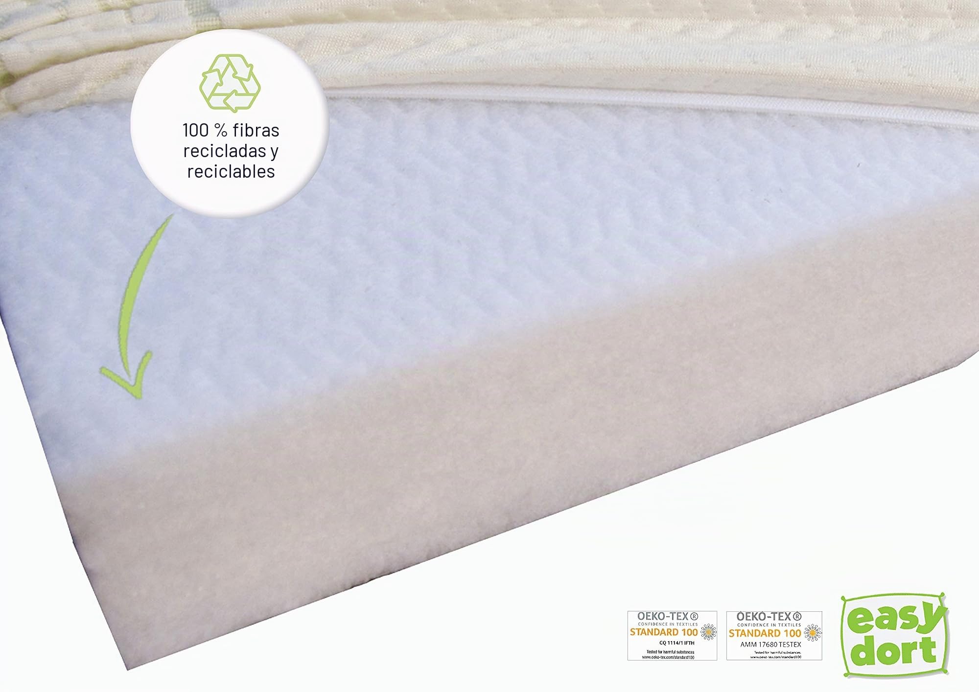 Easy Dort – Colchón de Cuna para bebé, 50 x 100 cm, Cuna – Funda de bambú | Verano e Invierno | Doble Cara | Muy cómoda | Oeko Tex® | Blanco