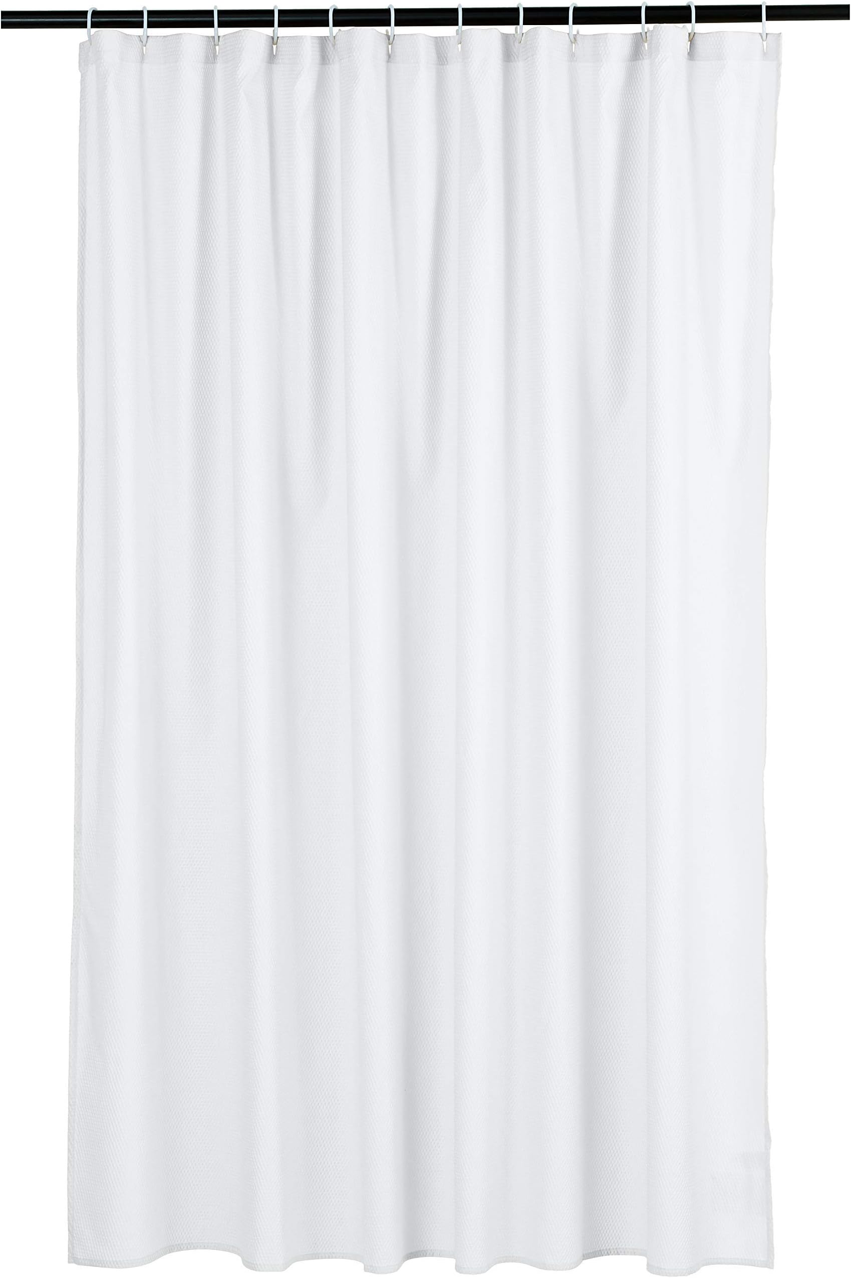 Amazon Basics Lightweight Super Soft Easy Care Microfiber Waffle Texture Shower Curtain , 72" x 72", White