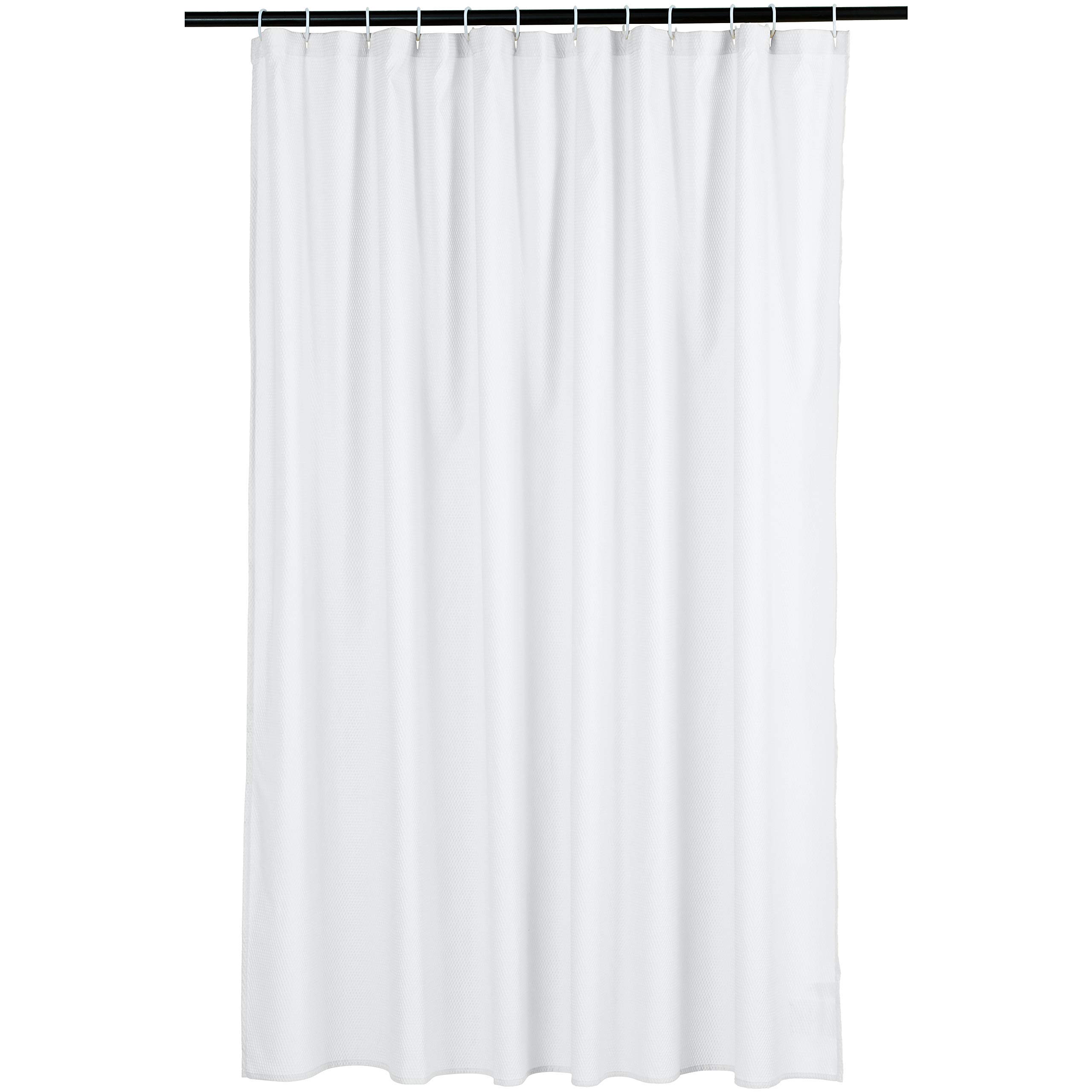 Amazon Basics Lightweight Super Soft Easy Care Microfiber Waffle Texture Shower Curtain , 1.83 M x 1.83 M, White