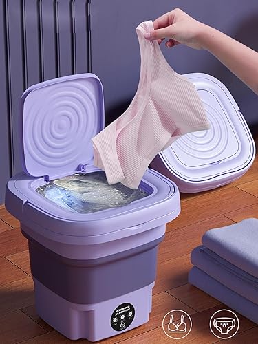 Miniatura 4 de Lavadora plegable, mini lavadora de alta capacidad de 8 L, con 3 modos de limpieza profunda, lavadora pequeña media automática para ropa de bebé,