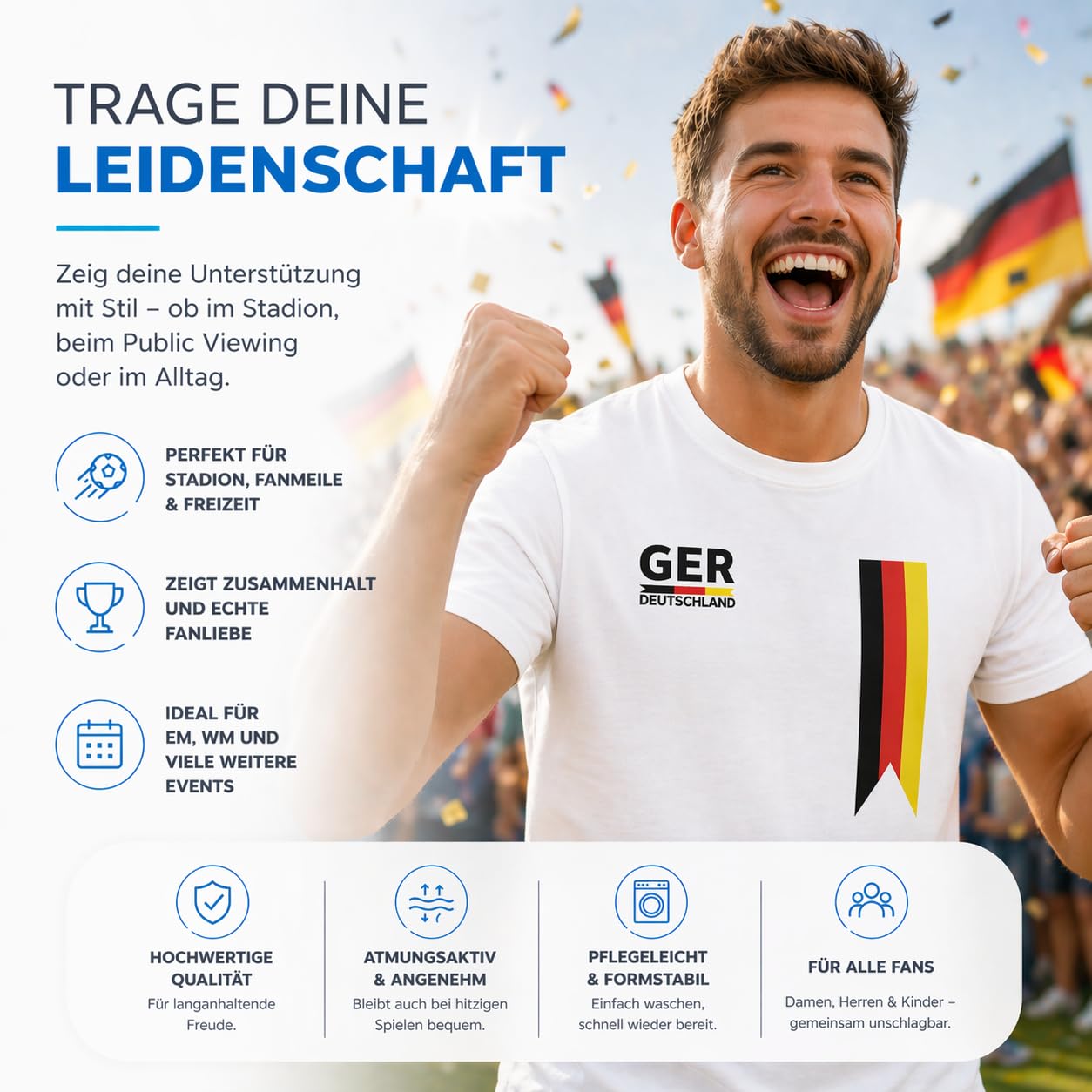 Maillot Allemagne Euro 2024 – Coupe d'Europe de football Allemagne – Unisexe & extra doux – Homme & Femme