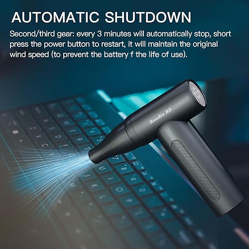 Miniatura 7 de Plumero de aire comprimido, mini plumero de aire eléctrico de 110000 RPM, plumero de aire inalámbrico de bajo ruido, reemplaza la lata de aire