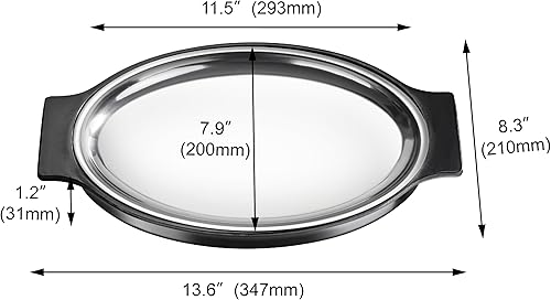 Miniatura 4 de New Star Foodservice 26733 platón chisporroteante de acero inoxidable, ovalado, con asas aisladas, 11.63 pulgadas x 8 pulgadas, color negro