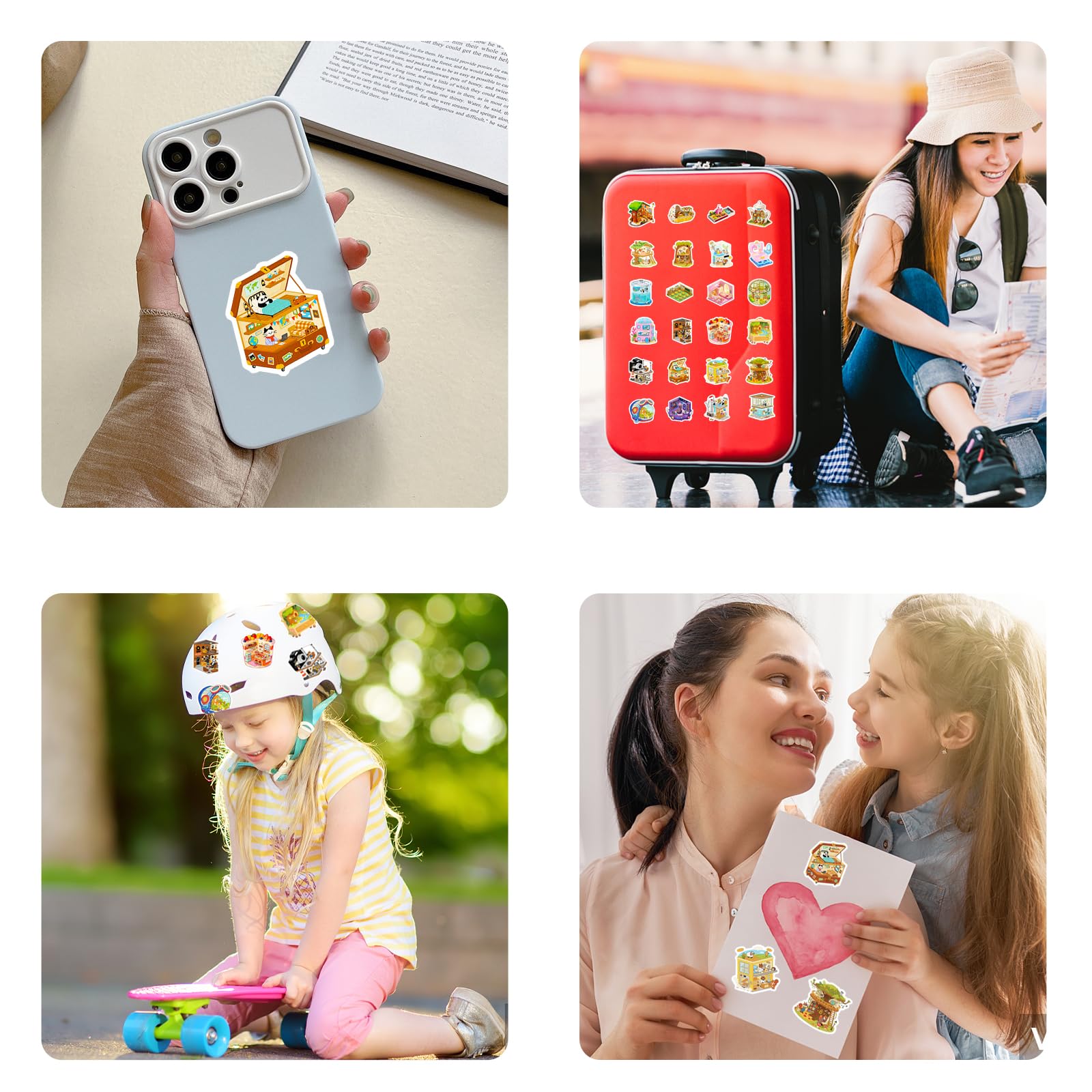 Anboor Stickers for Water Bottles, 56PCS 3D Miniature Scene Sticker, Waterproof Vinyl Room House Stickers for Laptop Luggage Skateboard Teens Adults — view 6