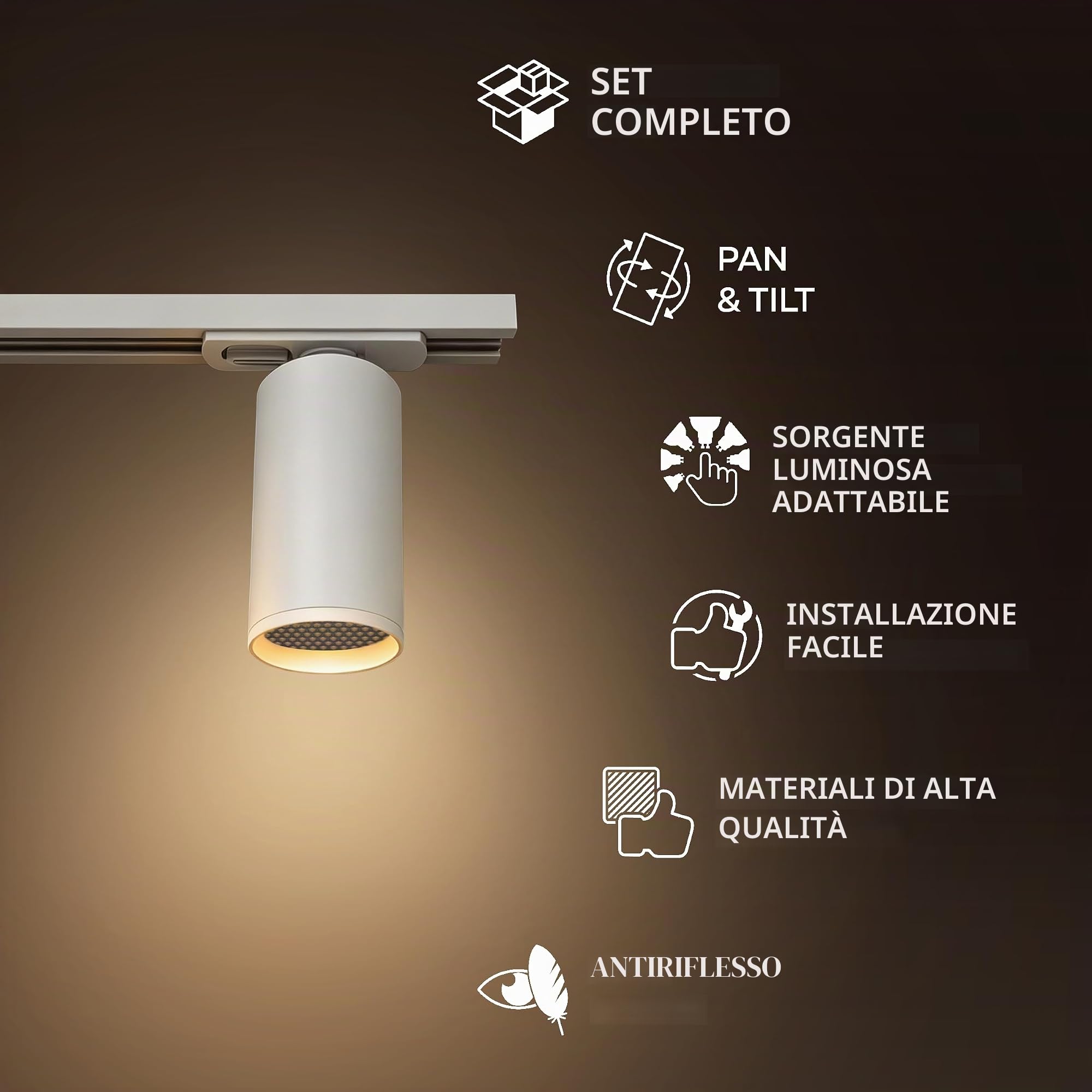 CALEX Sistema di binario LED, 2 m con 4 faretti GU10 orientabili, colore Bianco, plafoniera moderna