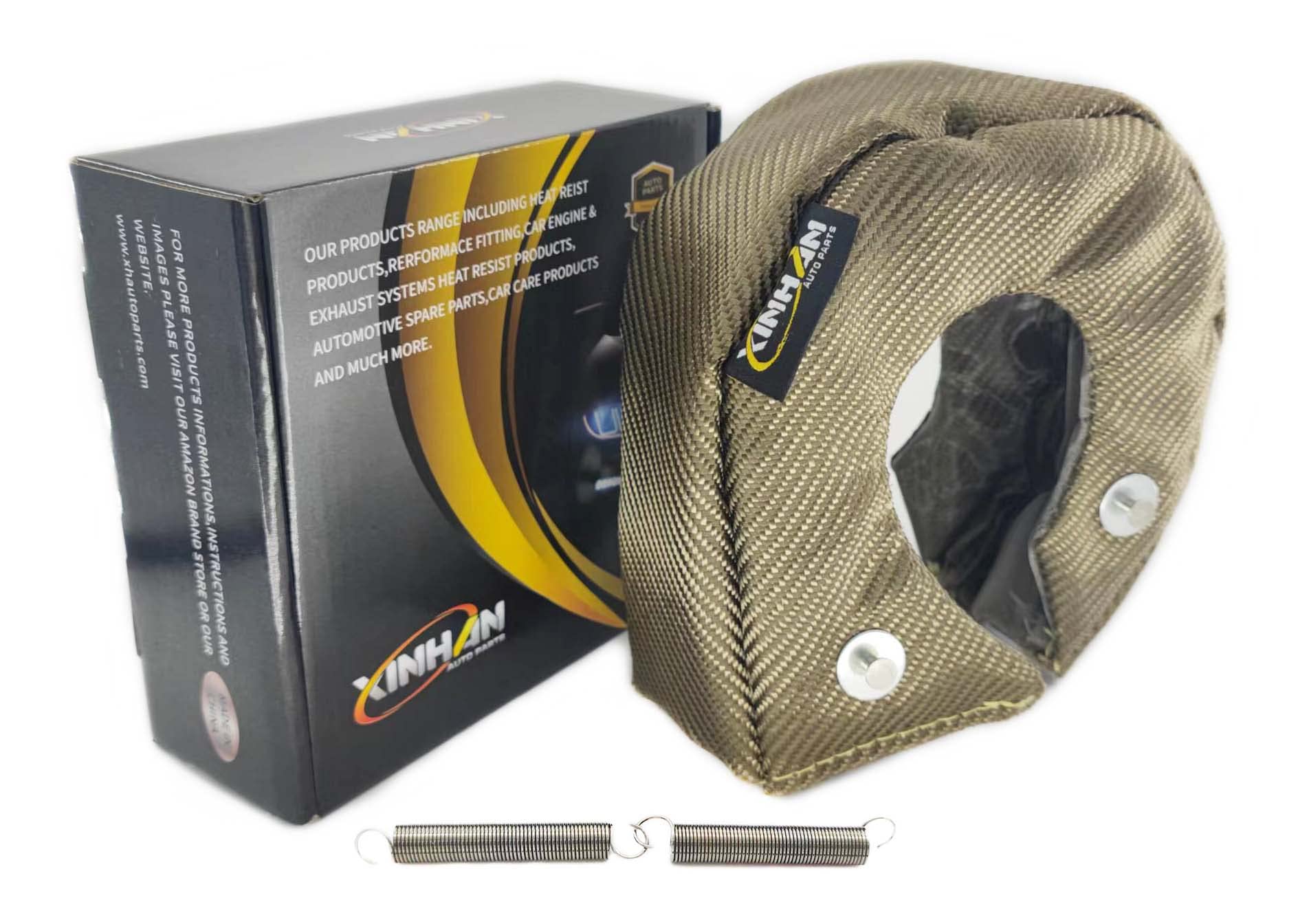 XINHAN Manta Turbo de Titanio T25 T3 T4 T6 Cubierta para Turbocompresor Cubierta de Protección Térmica con Resortes de Sujeción (T3)