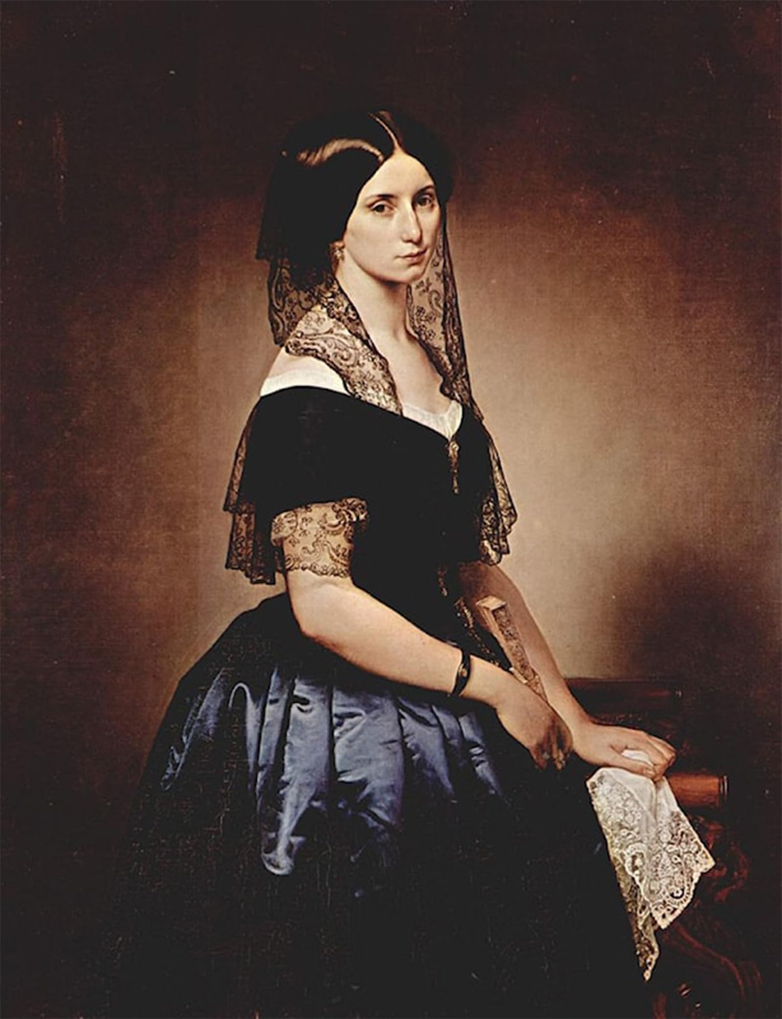 POSTERIIk Vintage Print Pop Art Landscape Artwork Portrait of Antonietta Tarsis Basilico by Francesco Hayez Art Prints for Office Home Decor 60x90cm