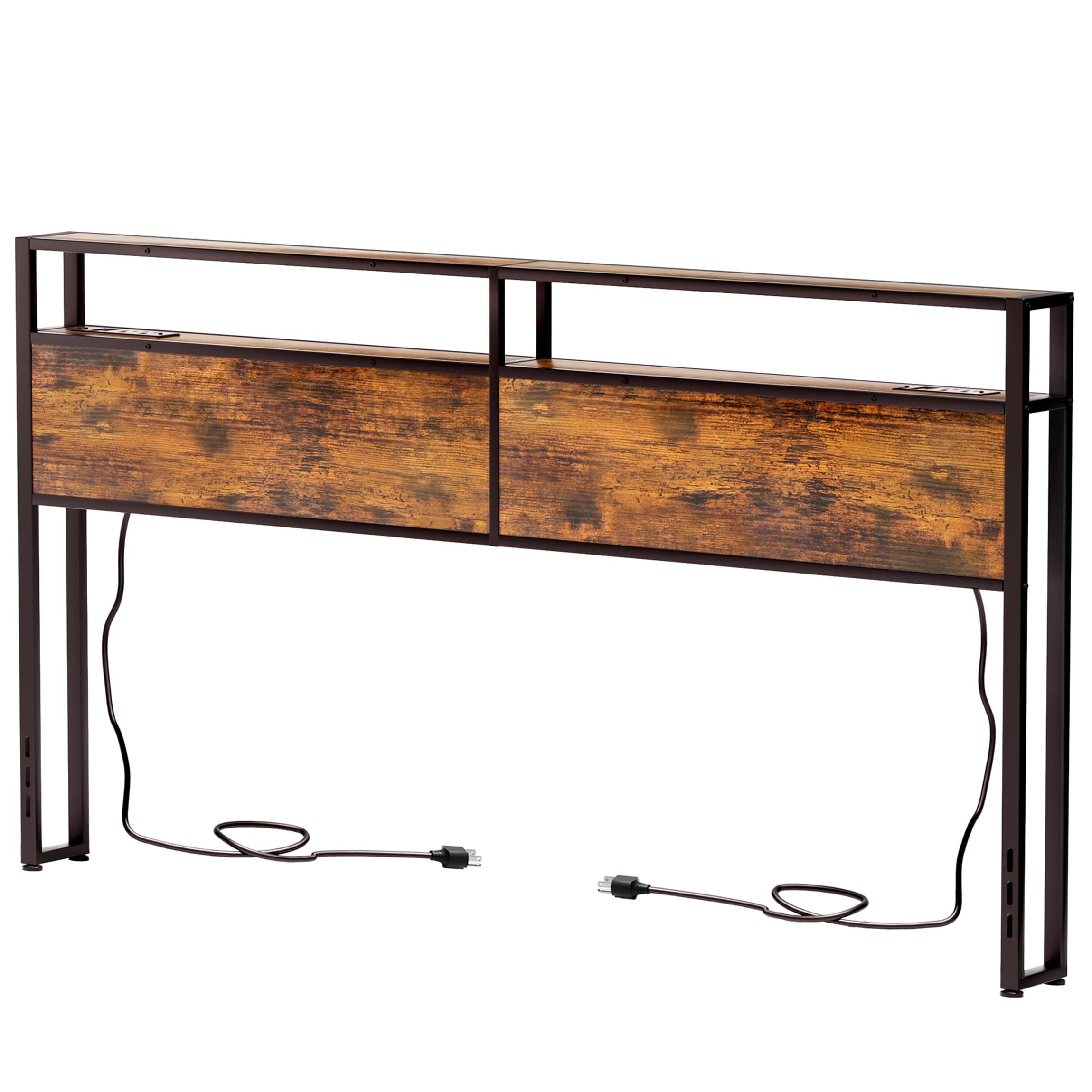 Photo 1 of ***USED - LIKELY MISSING PARTS - UNABLE TO VERIFY FUNCTIONALITY***
King Size Headboard, Head Board with LED Light and 2 Outlets and USB Ports, Rustic Brown and Black, 76"W x 39.4"H