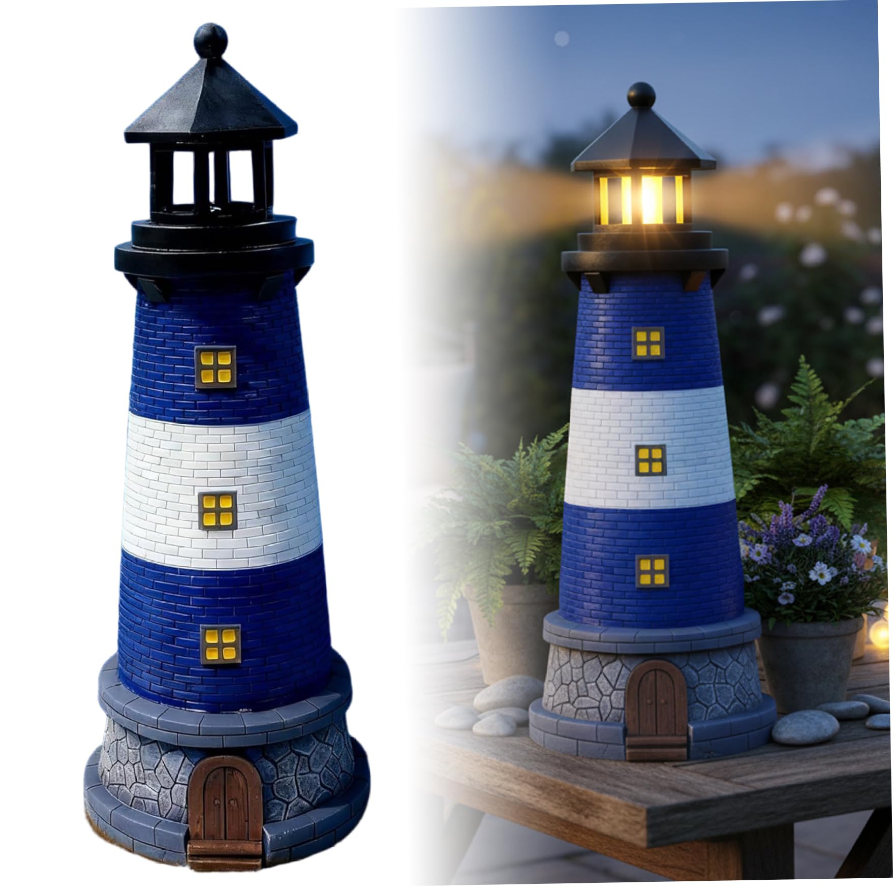 Phare solaire rotatif idéal pour sublimer une soirée sur la terrasse
