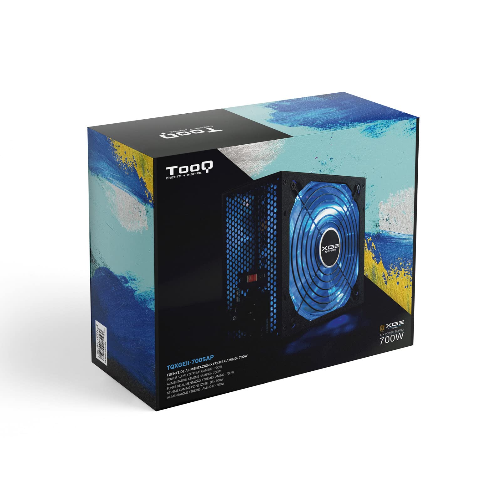 TooQ TQXGEII-700SAP - Alimentatore da gioco (700W, PFC attivo, ATX 12V V2.31) Certificazione 80 Plus Bronzo, ventola a led spenta, colore nero