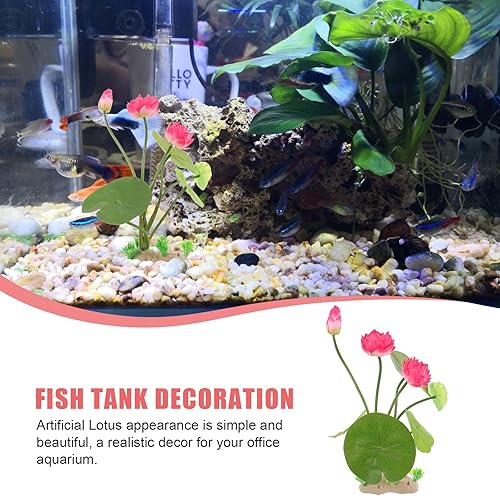 Miniatura 7 de LOGOFUN Acuario Lotus Flower Plantas Artificial Lotus Flower Simulación Plástico Lotus Fish Tank Decoraciones