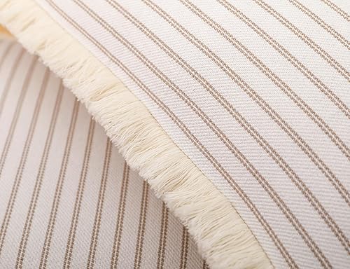 Miniatura 4 de Juego de 2 fundas de almohada bohemias de color caqui de 22 x 22 pulgadas, almohada neutra de algodón con flecos de borlas, funda de cojín