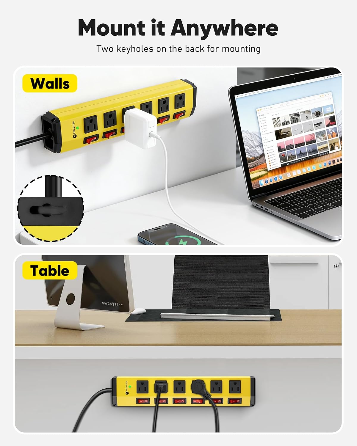 KeBen Heavy Duty Surge Protector,6 Outlets Individual Switches,25FT/15A