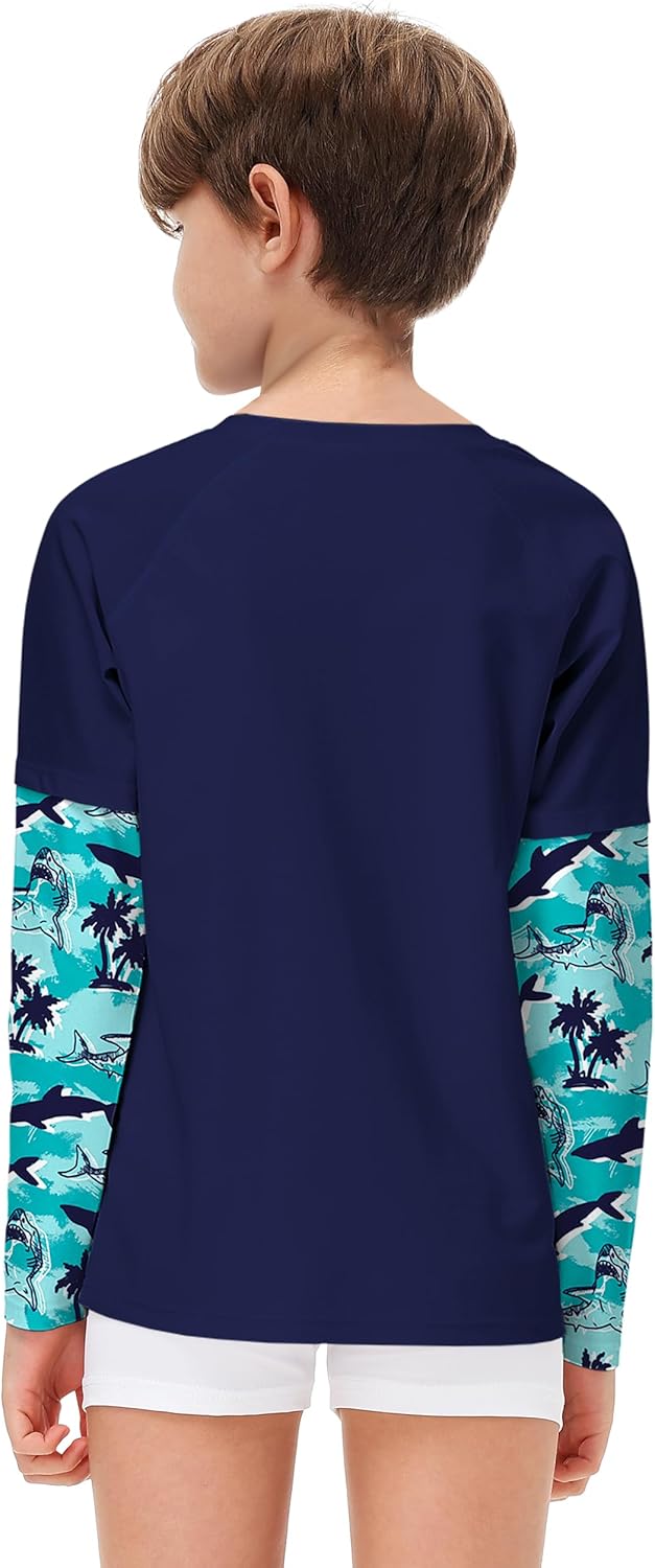Remimi Unisex Kids Rash Guard SPF 50+ Long Sleeve Sun Shirt Athletic Fishing Shirts 3-12 Years - Image 7