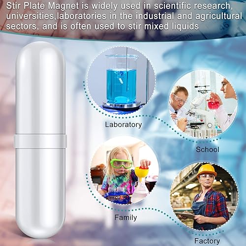 Miniatura 6 de Barra de agitación magnética, barra de agitación blanca, placa magnética con forma de anillo, agitador magnético, barra mezcladora para laboratorio