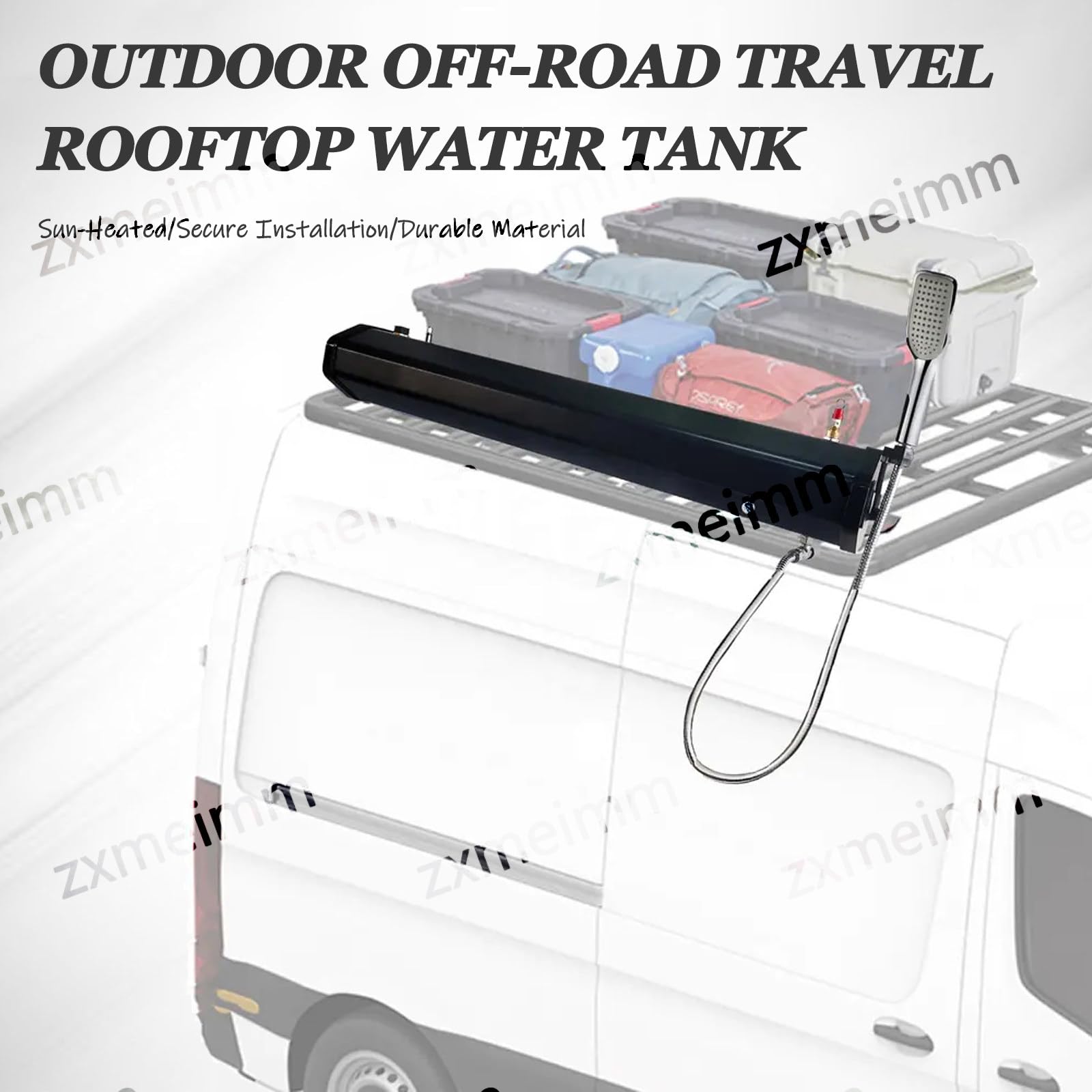 Camping Dusche,Dachträger Druck Wassertank,Außendusche Solar,Duschbrause und Schlauch,Montage auf Dachträger für Geländewagen,Pickups und SUV 18L
