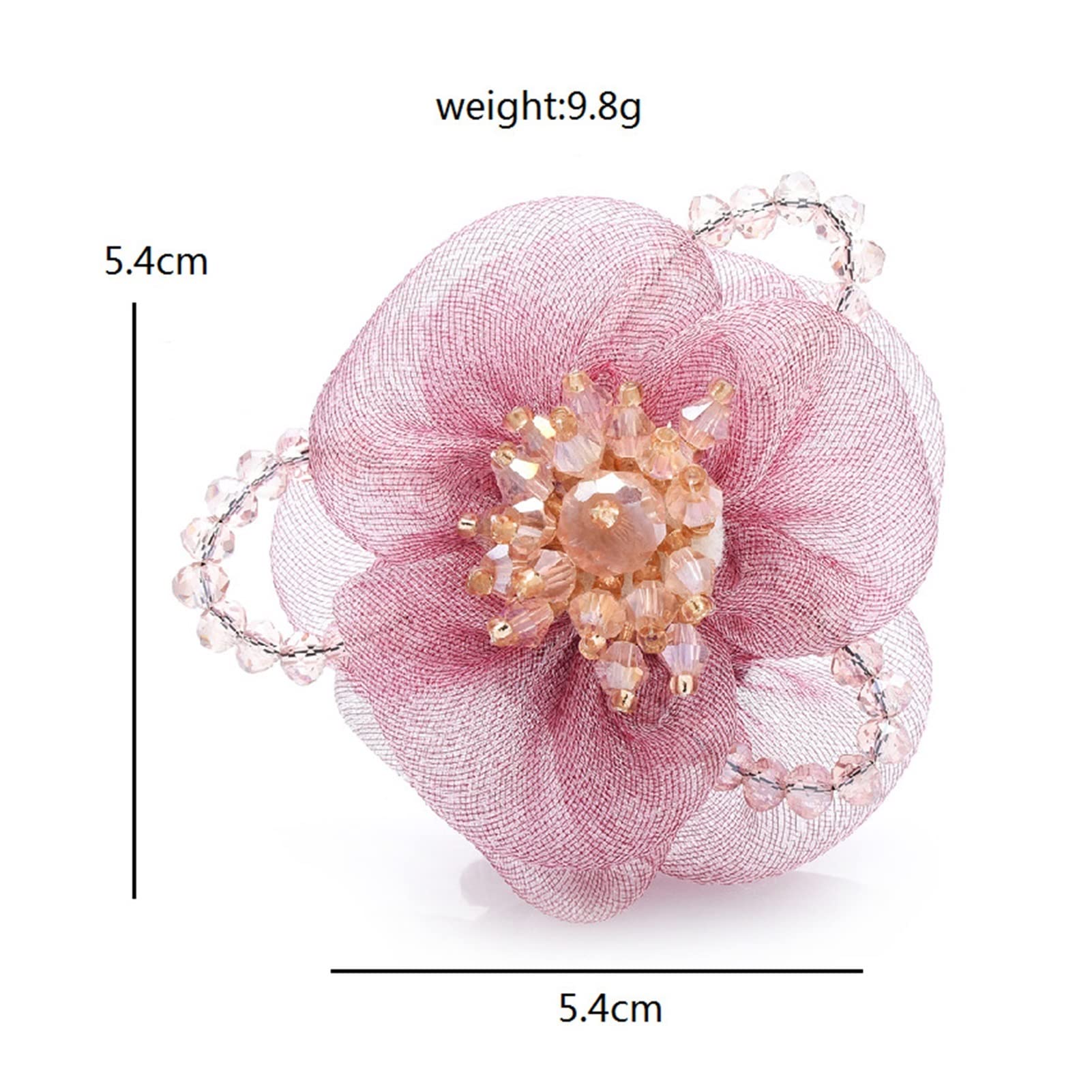Handgefertigte Kristall-Baumwollgarn-Blumen-Broschen für Frauen, Dame, zweifarbige Blume, lässige Party-Brosche, Geschenke (Metallfarbe: Rosa) ()