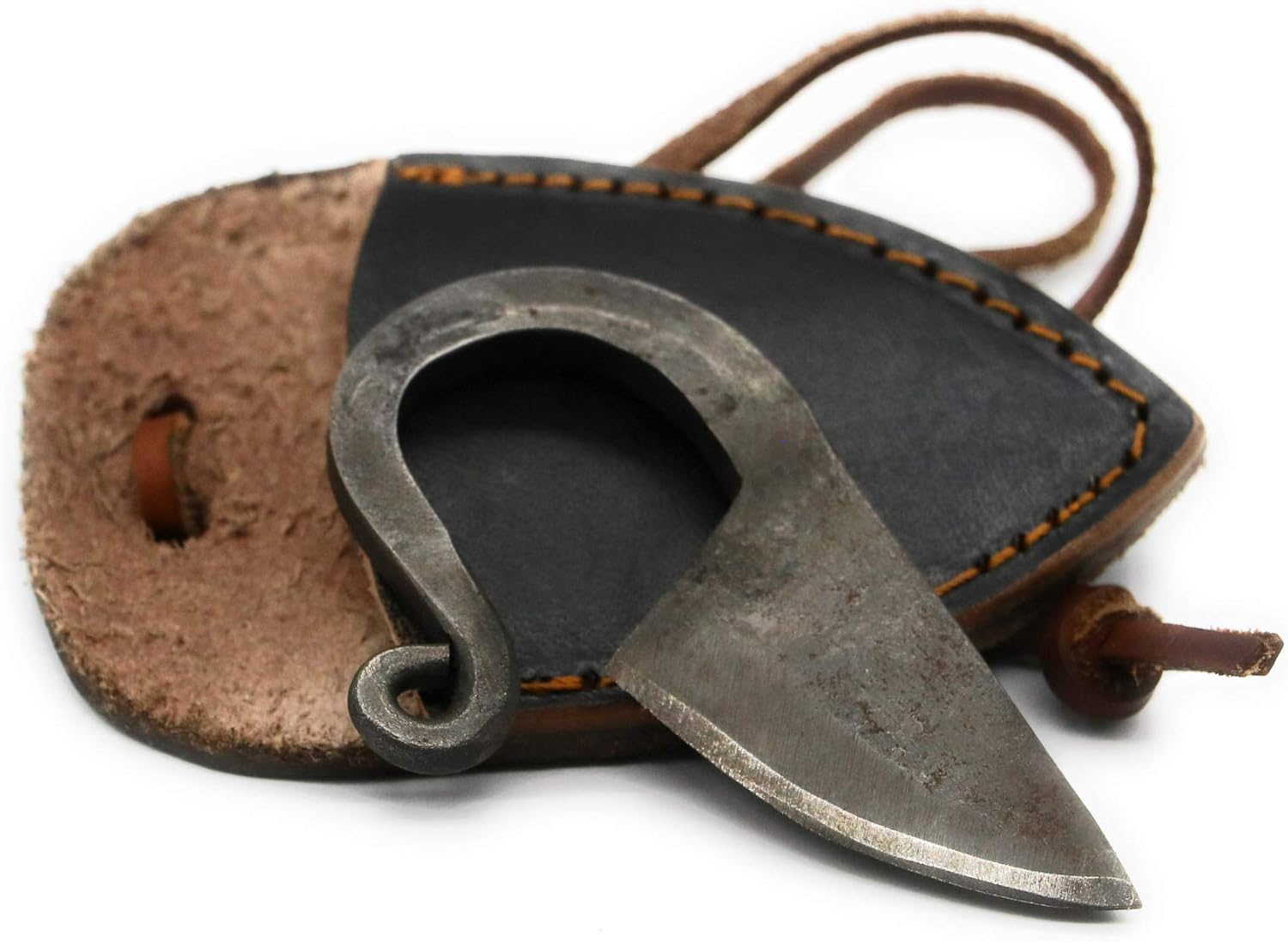 VikingsBrand – Hand Cast Norse Viking-styled Knife (Black Leather-based Sheath) | Distinctive Presents for Males and Historical past Lovers | Damascus Metal Celtic Neck Knife with Leather-based Necklace Twine | Pocket Knives