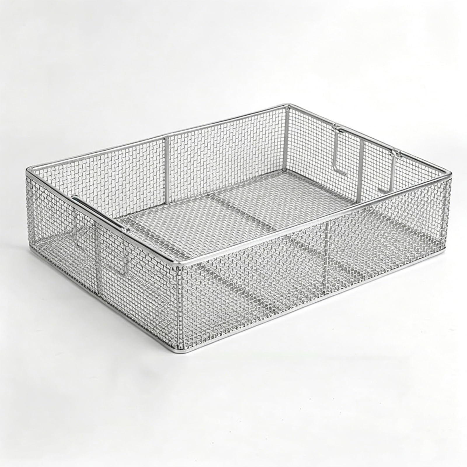 Cesta para instrumentos quirúrgicos, bandeja de malla de acero inoxidable 304 con mango retráctil para herramientas médicas y uso ortopédico, seguro para autoclave, diseño duradero