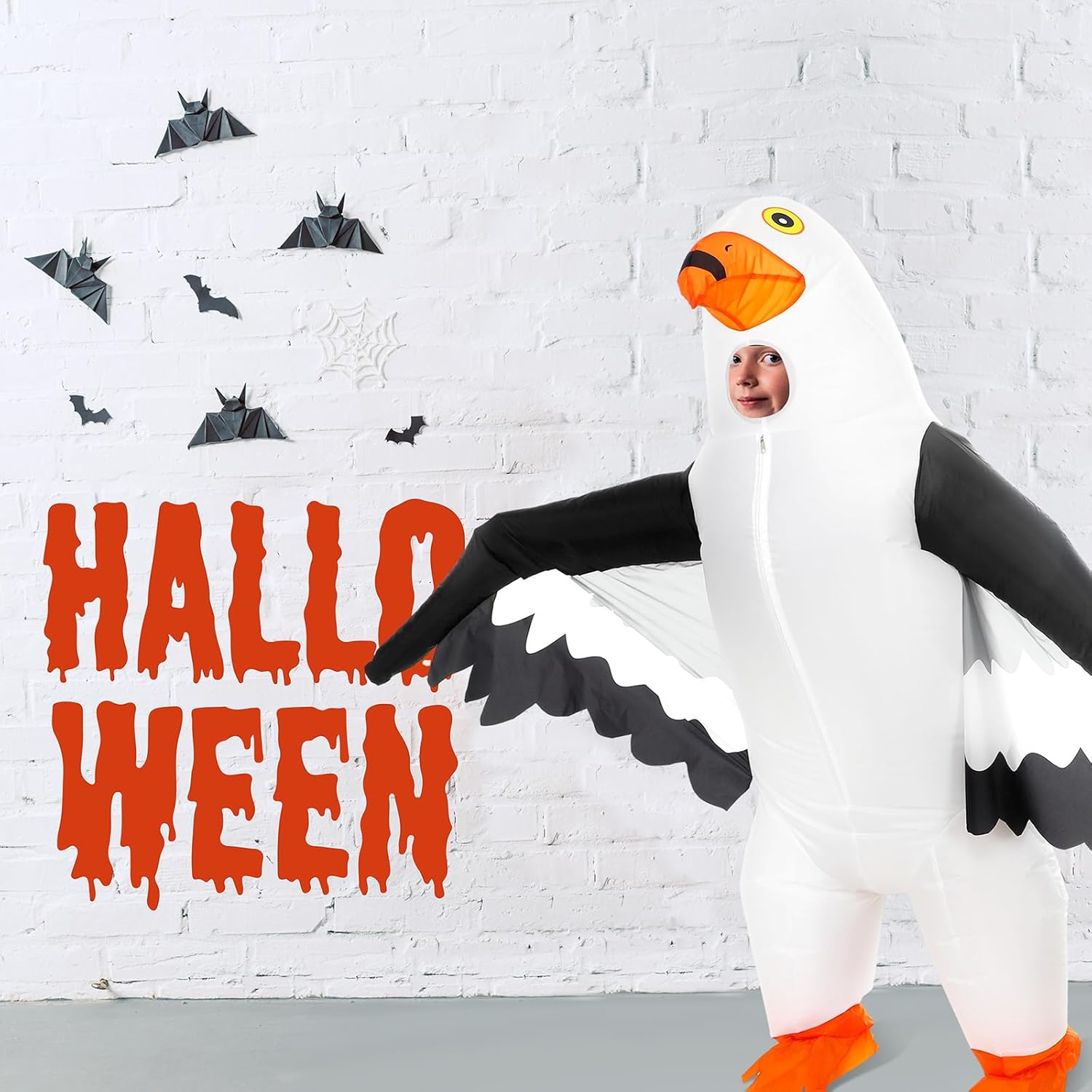 Inflatable Seagull Costume for Adult Bird Blow up Costume Outfit Funny Animal Halloween Cosplay Suit for Men Women - Image 3
