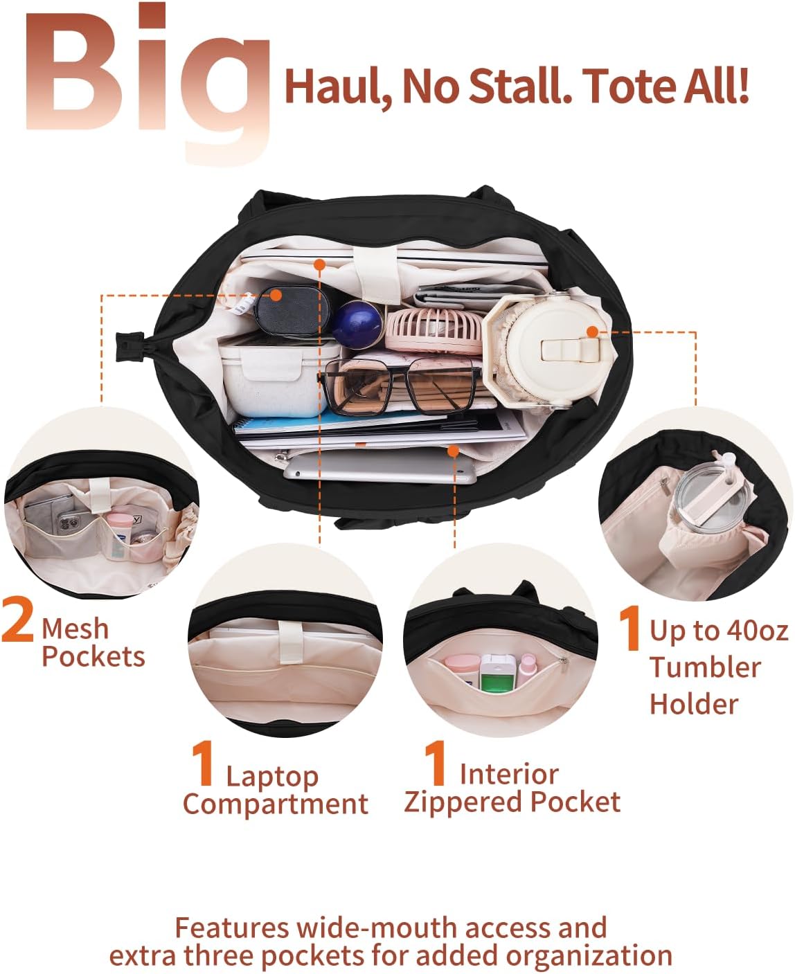 Wandering Nature Puffer Tote Bag for Women, Fits 40oz Tumbler&15.6" Laptop, Nurse Work Bag with Detachable Bow for Gym Travel - Image 4