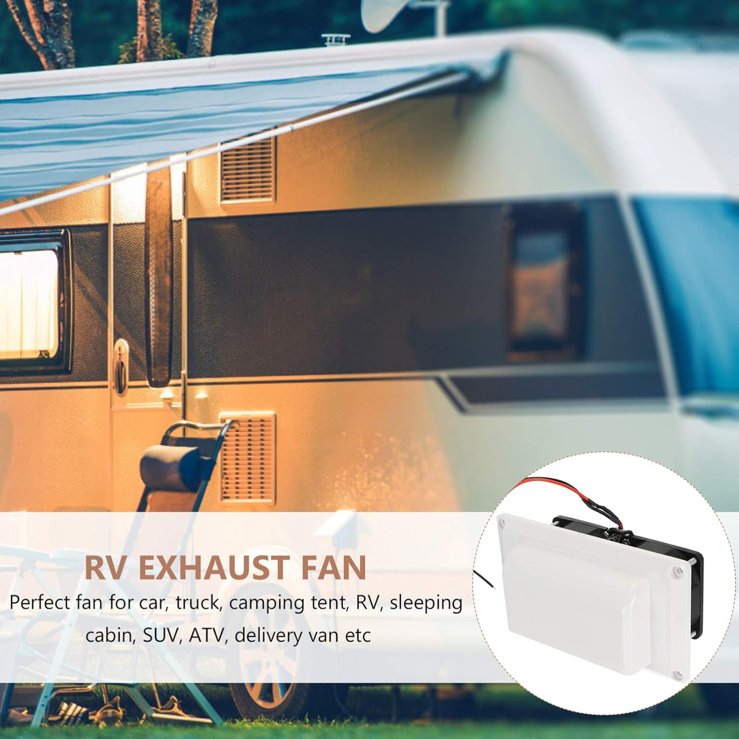 VICASKY RV Exhaust Vent RV Interior Side Air Vent Ventilation Exhaust Fan Motorhome Side Air Vent 12V for RV Trailer Camper White: Home & Kitchen