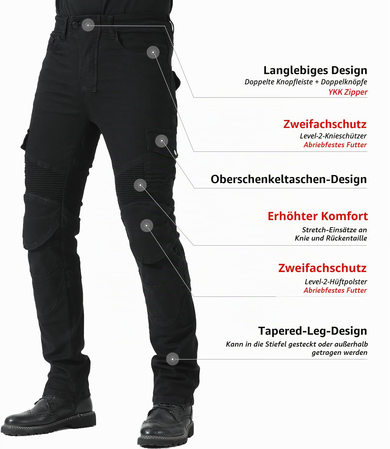 CTBQiTom Motorradhose Herren Mit Aramid Schutzfutter Motorrad Biker Hosen Mit CE abnehmbaren Rüstung